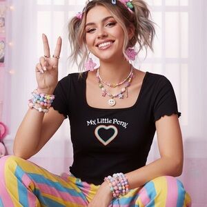 Dolls Kill x My Little Pony Rainbow Heart All My Love Baby Tee Size XL